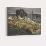 Winter River Rapids Snow Covered Countryside Landscape Painting Canvas Wall Art Print Decor Picture Ready to Hang