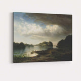 Dramatic Storm Clouds Over Tranquil Lake Landscape Painting Canvas Wall Art Print Decor Picture Ready to Hang