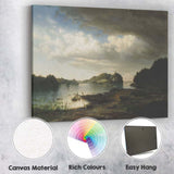 Dramatic Storm Clouds Over Tranquil Lake Landscape Painting Canvas Wall Art Print Decor Picture Ready to Hang