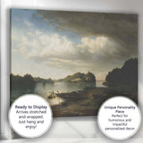 Dramatic Storm Clouds Over Tranquil Lake Landscape Painting Canvas Wall Art Print Decor Picture Ready to Hang