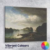 Dramatic Storm Clouds Over Tranquil Lake Landscape Painting Canvas Wall Art Print Decor Picture Ready to Hang