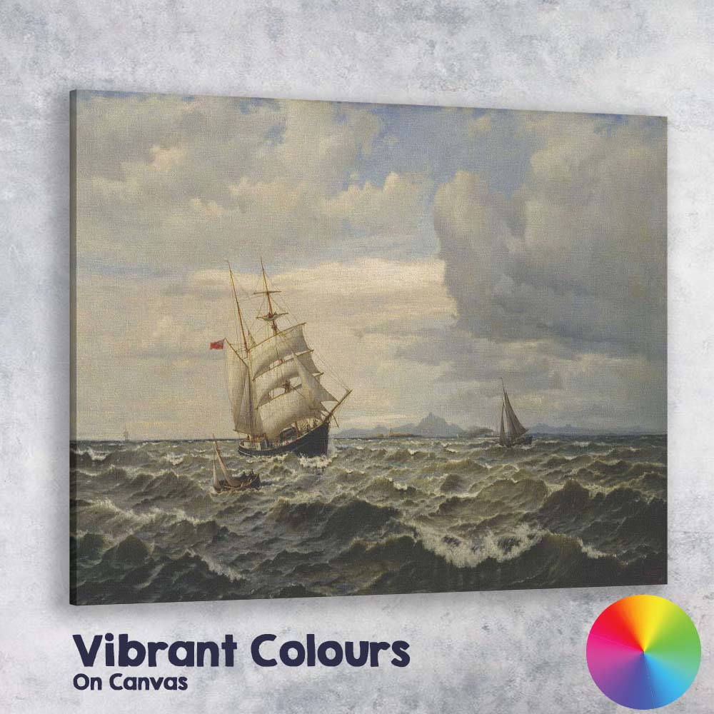 Historic Tall Ship Sailing Through Rough Seas Marine Painting Canvas Wall Art Print Decor Picture Ready to Hang
