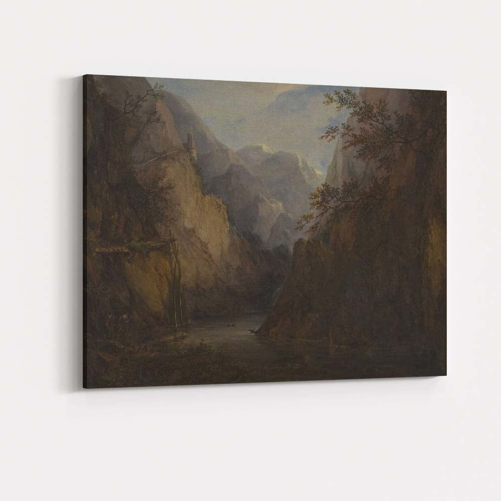 Dramatic Mountain Gorge River Canyon Romantic Landscape Painting Canvas Wall Art Print Decor Picture Ready to Hang