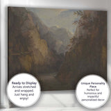 Dramatic Mountain Gorge River Canyon Romantic Landscape Painting Canvas Wall Art Print Decor Picture Ready to Hang