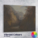Dramatic Mountain Gorge River Canyon Romantic Landscape Painting Canvas Wall Art Print Decor Picture Ready to Hang