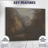 Dramatic Mountain Gorge River Canyon Romantic Landscape Painting Canvas Wall Art Print Decor Picture Ready to Hang