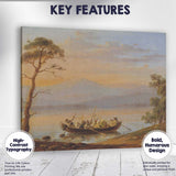 Peaceful Lake Boat Figures Mountain Sunset Scenic Landscape Painting Canvas Wall Art Print Decor Picture Ready to Hang