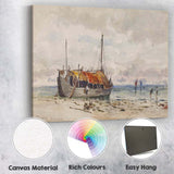 Coastal Fishing Boat Sandy Shore Watercolour Seascape Painting Canvas Wall Art Print Decor Picture Ready to Hang