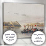 Serene River Boats Ancient Riverside Settlement Oriental Landscape Painting Canvas Wall Art Print Decor Picture Ready to Hang