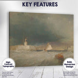 Stormy Harbour Lighthouse Sailing Boat Marine Painting Canvas Wall Art Print Decor Picture Ready to Hang