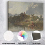 Riverside Countryside Village Dramatic Sky Pastoral Landscape Canvas Wall Art Print Decor Picture Ready to Hang