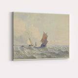 Atmospheric Sailing Boats on Choppy Sea Watercolour Marine Painting Canvas Wall Art Print Decor Picture Ready to Hang
