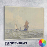 Atmospheric Sailing Boats on Choppy Sea Watercolour Marine Painting Canvas Wall Art Print Decor Picture Ready to Hang