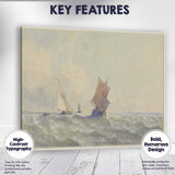 Atmospheric Sailing Boats on Choppy Sea Watercolour Marine Painting Canvas Wall Art Print Decor Picture Ready to Hang