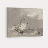 Traditional Sailing Boat Rough Sea Maritime Watercolour Canvas Wall Art Print Decor Picture Ready to Hang