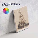 Antique Sailboat Mooring Ink Sketch Nautical Study Canvas Wall Art Print Decor Picture Ready to Hang