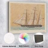 Detailed Dutch Clipper Ship Marine Watercolour Artwork Canvas Wall Art Print Decor Picture Ready to Hang
