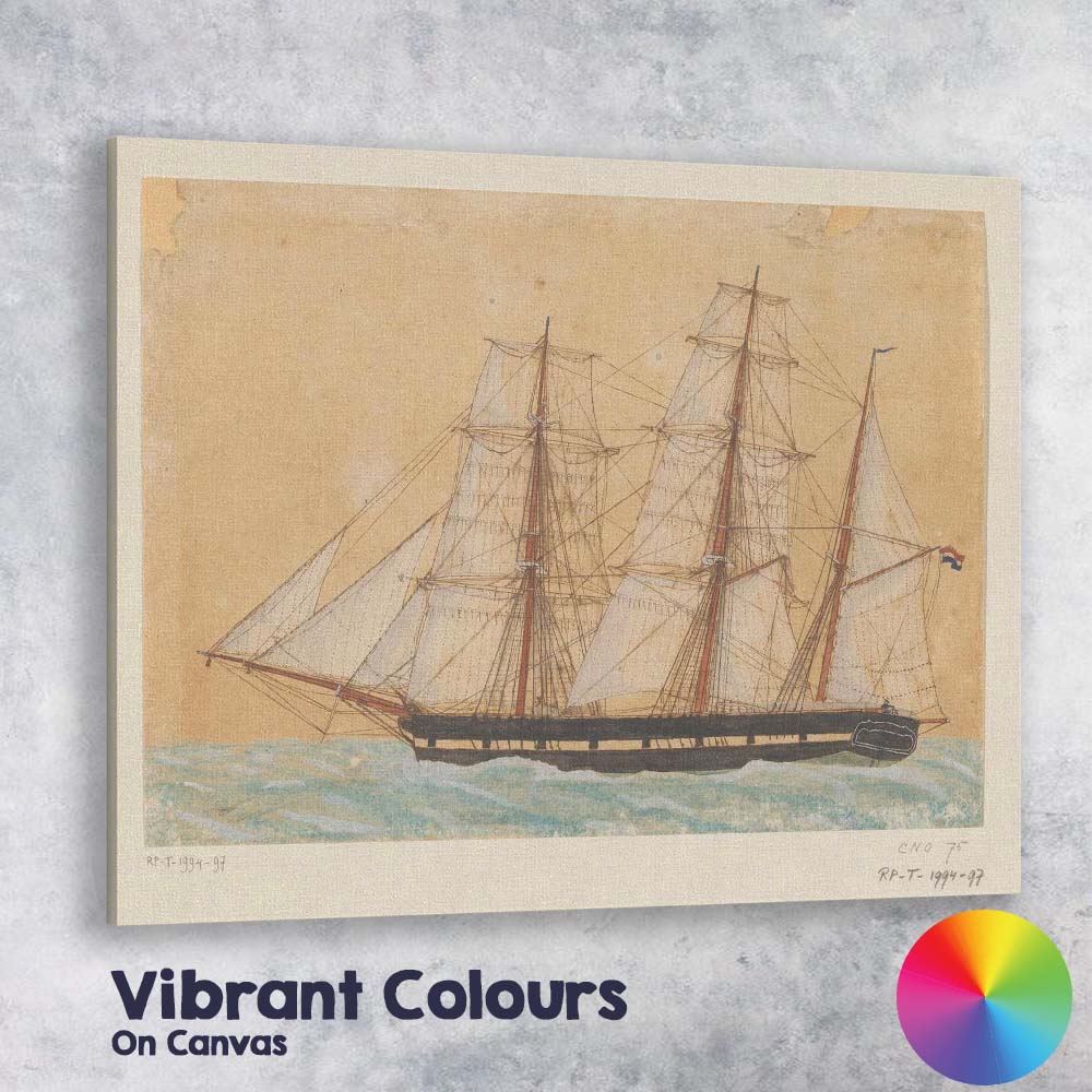 Detailed Dutch Clipper Ship Marine Watercolour Artwork Canvas Wall Art Print Decor Picture Ready to Hang