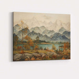 Serene Mountain Lake Autumn Woodland Scenic Landscape Canvas Wall Art Print Decor Picture Ready to Hang