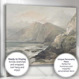 Dramatic Coastal Cliffs Waterfall Fjord Landscape Watercolour Canvas Wall Art Print Decor Picture Ready to Hang