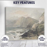 Dramatic Coastal Cliffs Waterfall Fjord Landscape Watercolour Canvas Wall Art Print Decor Picture Ready to Hang