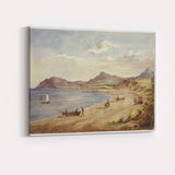 Coastal Bay Mountain Shoreline Watercolour Landscape Scene Canvas Wall Art Print Decor Picture Ready to Hang