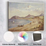 Coastal Bay Mountain Shoreline Watercolour Landscape Scene Canvas Wall Art Print Decor Picture Ready to Hang