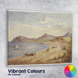 Coastal Bay Mountain Shoreline Watercolour Landscape Scene Canvas Wall Art Print Decor Picture Ready to Hang
