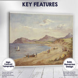 Coastal Bay Mountain Shoreline Watercolour Landscape Scene Canvas Wall Art Print Decor Picture Ready to Hang