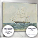 Classic Ocean Sailing Ship Nautical Watercolour Seascape Canvas Wall Art Print Decor Picture Ready to Hang