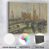 Busy Marina Red Sailed Fishing Boats Watercolour Canvas Wall Art Print Decor Picture Ready to Hang