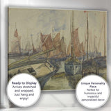 Busy Marina Red Sailed Fishing Boats Watercolour Canvas Wall Art Print Decor Picture Ready to Hang