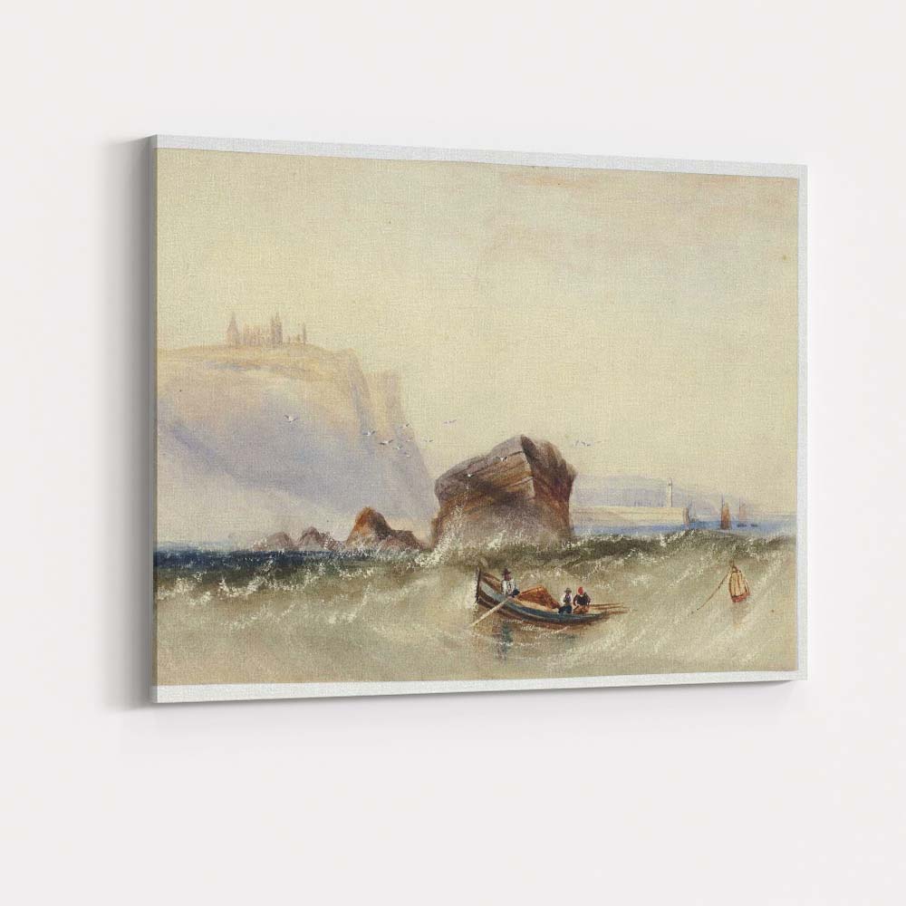 Stormy Coastal Sea Cliffs Rowing Boat Watercolour Canvas Wall Art Print Decor Picture Ready to Hang
