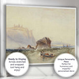 Stormy Coastal Sea Cliffs Rowing Boat Watercolour Canvas Wall Art Print Decor Picture Ready to Hang