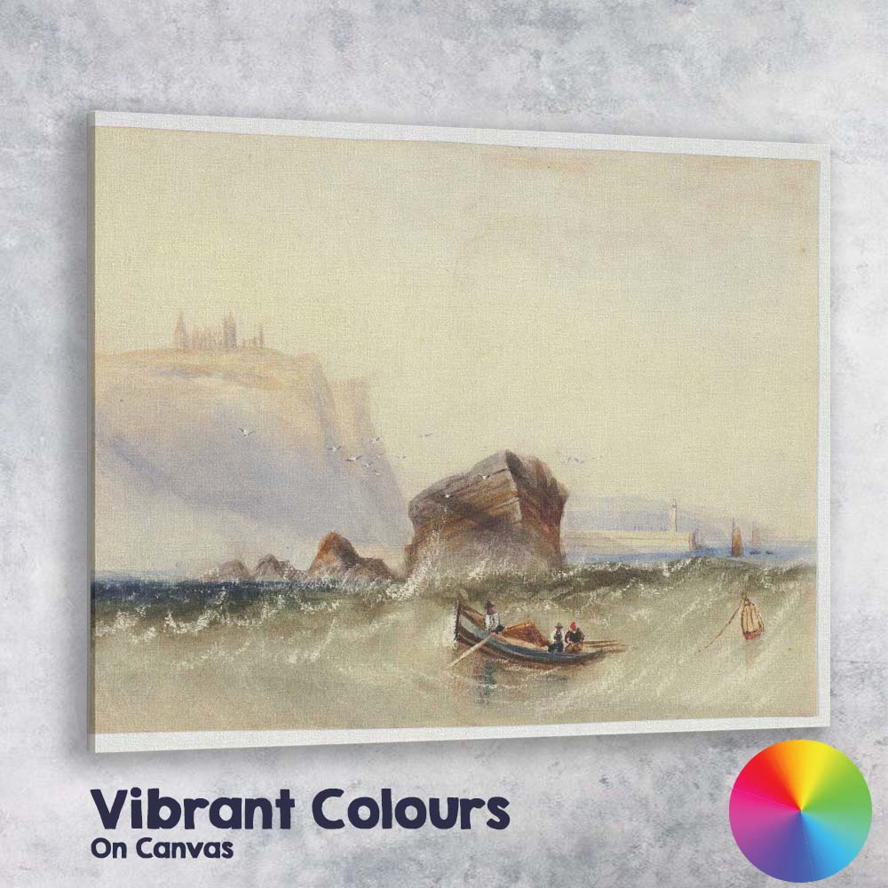Stormy Coastal Sea Cliffs Rowing Boat Watercolour Canvas Wall Art Print Decor Picture Ready to Hang