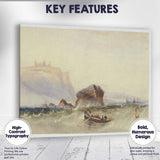 Stormy Coastal Sea Cliffs Rowing Boat Watercolour Canvas Wall Art Print Decor Picture Ready to Hang