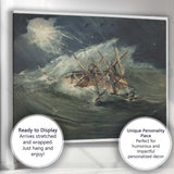 Stormy Sea Shipwreck Dramatic Ocean Waves Maritime Watercolour Canvas Wall Art Print Decor Picture Ready to Hang
