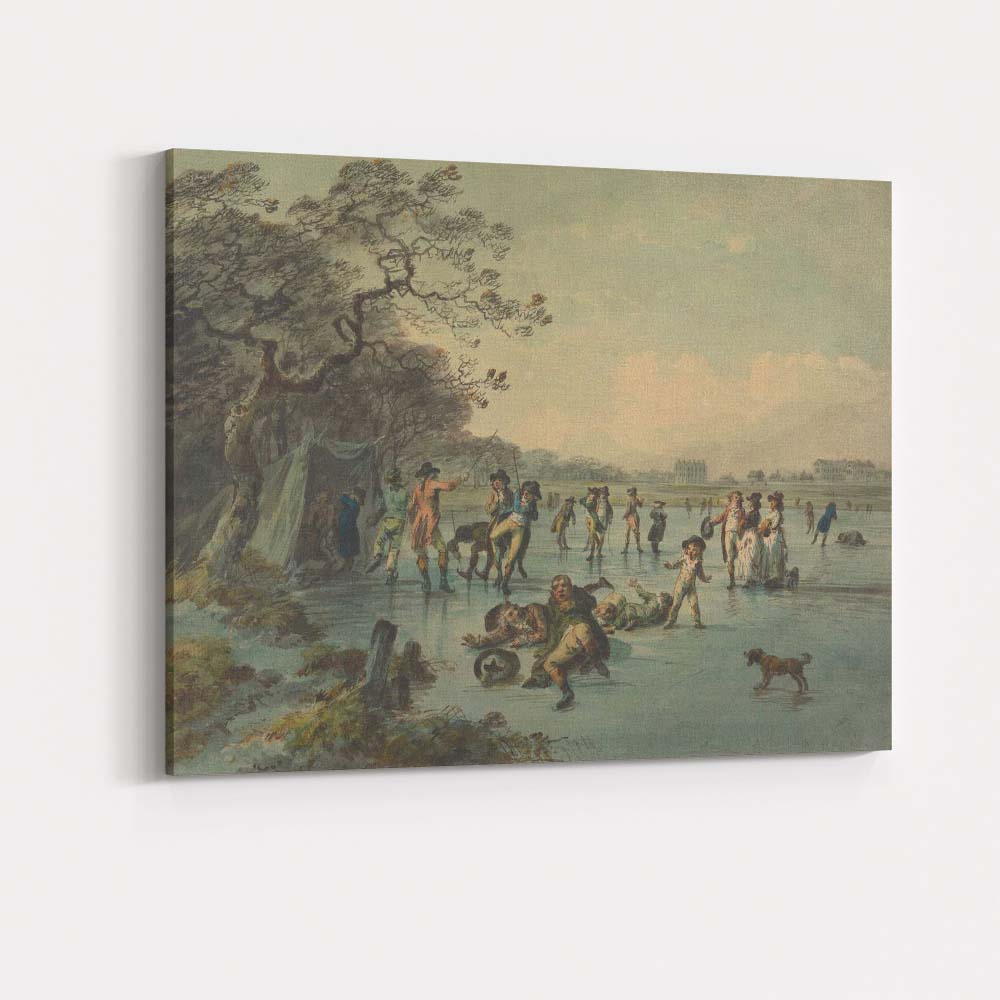 Georgian Winter Ice Skating Country Estate Scene Canvas Wall Art Print Decor Picture Ready to Hang