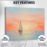 Pastel Sunset Lone Sailboat Calm Sea Seascape Painting Canvas Wall Art Print Decor Picture Ready to Hang