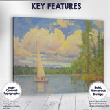 Impressionist Sailboat Lakeside Woodland Landscape Painting Canvas Wall Art Print Decor Picture Ready to Hang