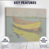 Yellow Wooden Rowboat Waterside Reflection Contemporary Artwork Canvas Wall Art Print Decor Picture Ready to Hang