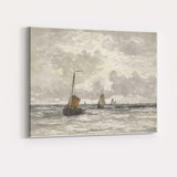 Grey Sea Sailing Boats Coastal Watercolour Seascape Canvas Wall Art Print Decor Picture Ready to Hang