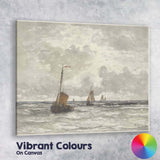 Grey Sea Sailing Boats Coastal Watercolour Seascape Canvas Wall Art Print Decor Picture Ready to Hang