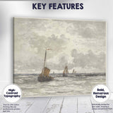 Grey Sea Sailing Boats Coastal Watercolour Seascape Canvas Wall Art Print Decor Picture Ready to Hang