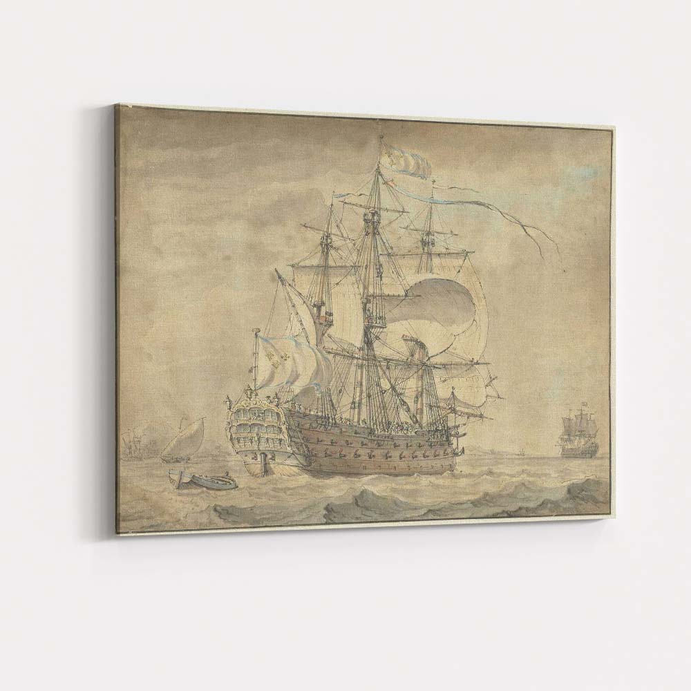 Historic Galleon Under Sail Maritime Watercolour Artwork Canvas Wall Art Print Decor Picture Ready to Hang