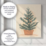 Scandinavian Style Potted Evergreen Plant Minimal Botanical Illustration Canvas Wall Art Print Decor Picture Ready to Hang