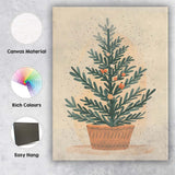 Scandinavian Style Potted Evergreen Plant Minimal Botanical Illustration Canvas Wall Art Print Decor Picture Ready to Hang