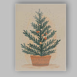 Scandinavian Style Potted Evergreen Plant Minimal Botanical Illustration Canvas Wall Art Print Decor Picture Ready to Hang