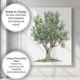 Watercolour Olive Tree Botanical Nature Illustration Rustic Mediterranean Canvas Wall Art Print Decor Picture Ready to Hang