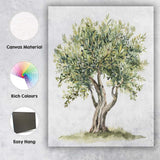 Watercolour Ancient Olive Tree Botanical Garden Illustration Natural Greenery Canvas Wall Art Print Decor Picture Ready to Hang
